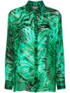 Roberto Cavalli Bluse Mit Malachite-print In Green