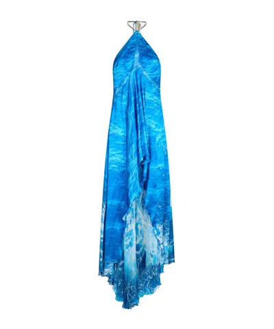Roberto Cavalli Abstract-print Dress In Blue