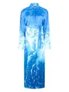Roberto Cavalli Kleid Mit Stretto Di Messina Print In Blau