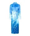 Roberto Cavalli Kleid Mit Stretto Di Messina Print In Deep Blue
