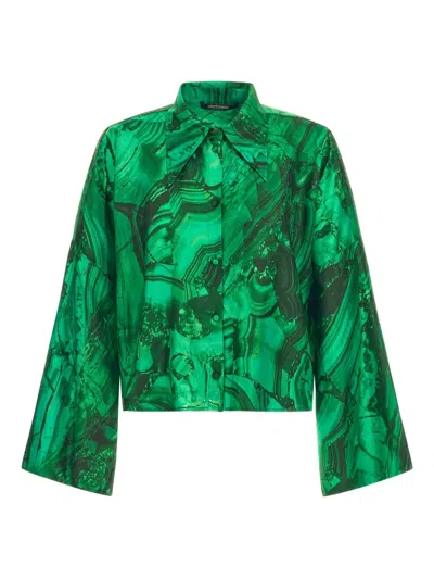 Roberto Cavalli Abstract-print Shirt In Green