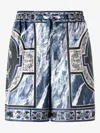 Roberto Cavalli Short With Marble Print And Accents In Blue