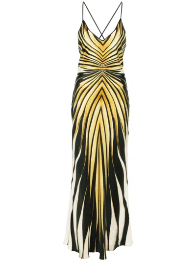 ROBERTO CAVALLI ABSTRACT-PRINT SLIP DRESS