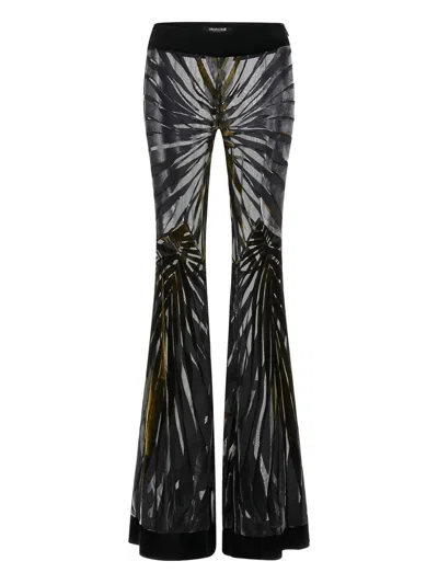 Roberto Cavalli Abstract-print Trousers In Black