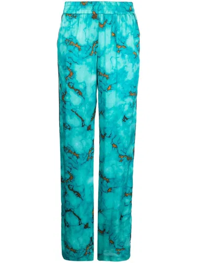 Roberto Cavalli Abstract-print Trousers In Blue