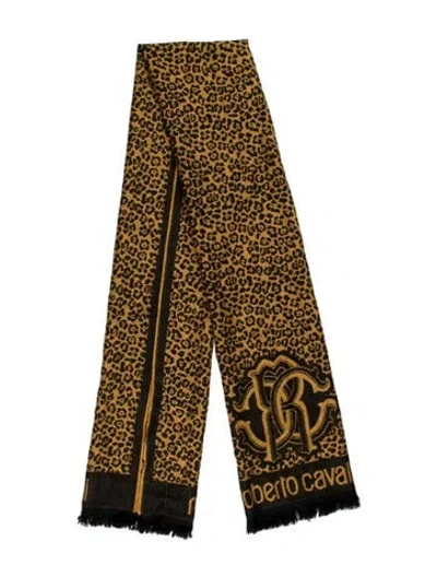 Pre-owned Roberto Cavalli Acrylic Animal Print Scarf In Burgundy
