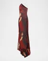 Roberto Cavalli Al Fresco Printed Backless Trumpet Gown In Red