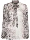 Roberto Cavalli Printed Devoré Satin Shark Shirt In 中性色
