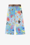 Roberto Cavalli All-over Sealife-print Trousers In Blue