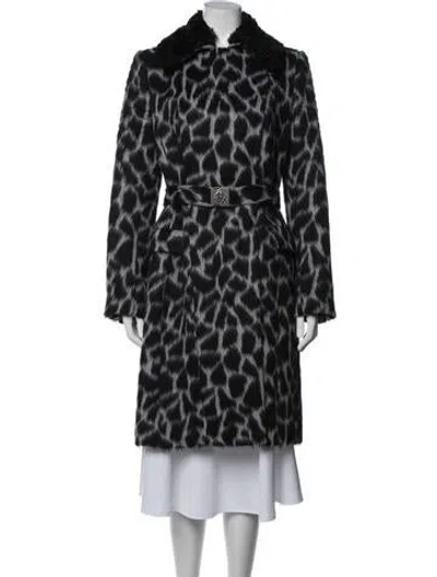 Pre-owned Roberto Cavalli Alpaca Animal Print Faux Fur Coat In Black