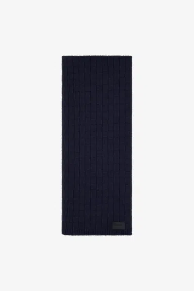 Roberto Cavalli Alpaca Blend Scarf With Branded Tag In Dark Blue