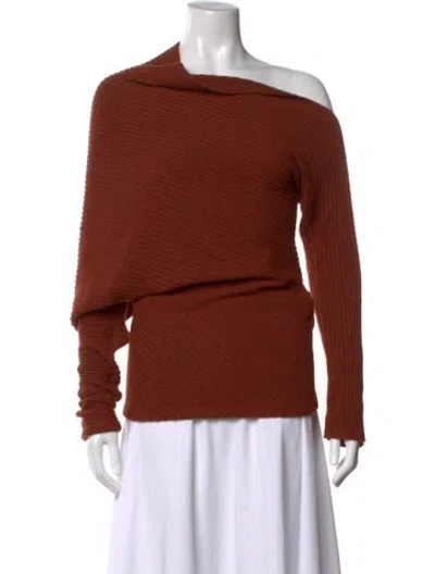 Pre-owned Roberto Cavalli Alpaca Off-the-shoulder Sweater In Orange