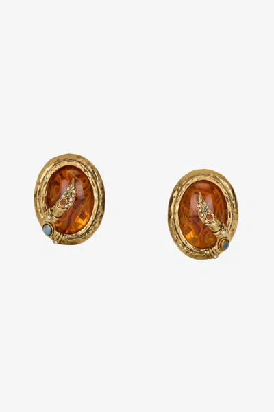 Roberto Cavalli Amber-effect Clip-on Earrings