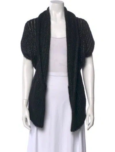 Pre-owned Roberto Cavalli Angora Open Front Sweater In Black