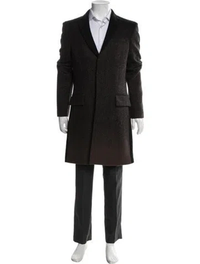 Pre-owned Roberto Cavalli Angora Polka Dot Print Overcoat In Black