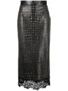 Roberto Cavalli Animal-pattern Lace-trim Leather Skirt In Black