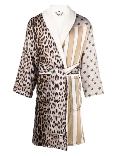 Roberto Cavalli Animal-print Bath Robe In Neutrals
