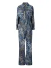 Roberto Cavalli Jumpsuit With Leopard Print In Blue