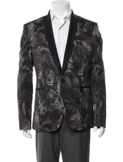 Pre-owned Roberto Cavalli Animal Print Blazer In Grey