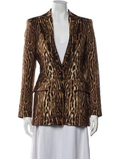 Pre-owned Roberto Cavalli Animal Print Blazer In Neutrals