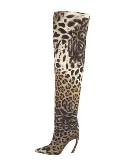 Pre-owned Roberto Cavalli Animal Print Boots In Brown
