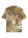 Roberto Cavalli Animal-print Cotton T-shirt In Animal Print