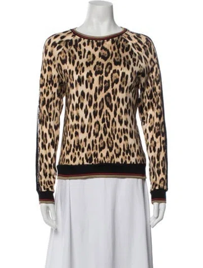 Pre-owned Roberto Cavalli Animal Print Crew Neck Sweater In Neutrals