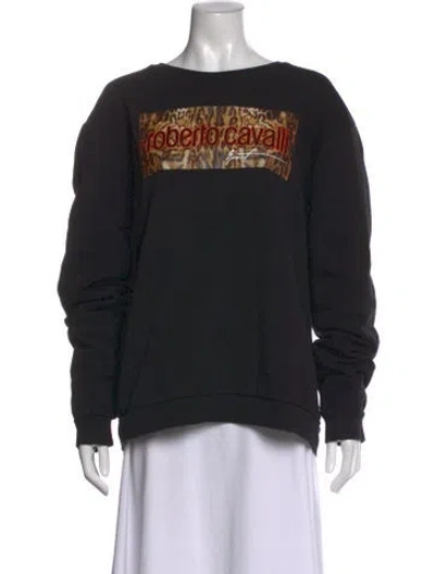 Pre-owned Roberto Cavalli Animal Print Crew Neck Sweatshirt In Black