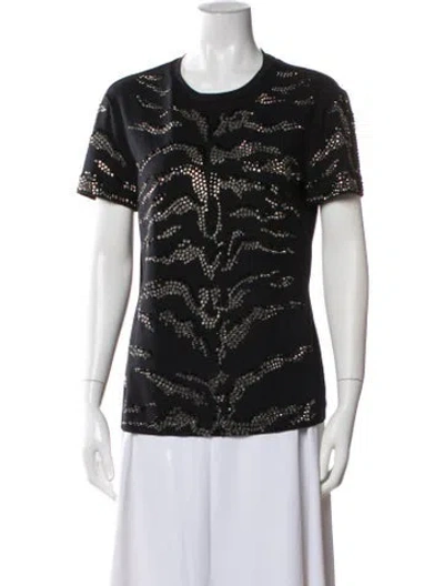 Pre-owned Roberto Cavalli Animal Print Crew Neck T-shirt In Blue