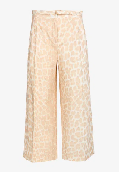 Roberto Cavalli Animal Print Cropped Pants In Neutral