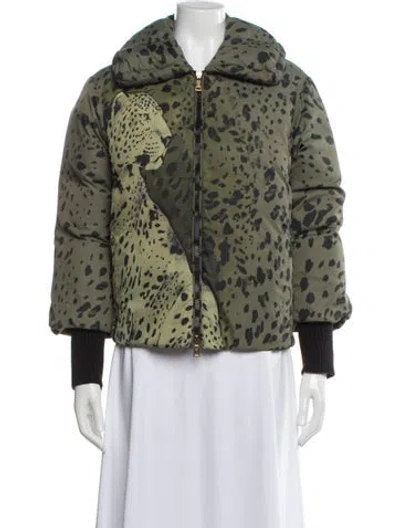 Pre-owned Roberto Cavalli Animal Print Faux Fur Jacket In Blue