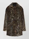 Roberto Cavalli Animal Print Faux Fur Long Sleeve Coat In Multi