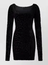 Roberto Cavalli Animal Print Fitted Dress With Long Sleeves In Black