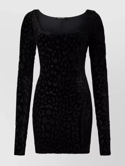 ROBERTO CAVALLI ANIMAL PRINT FITTED DRESS WITH LONG SLEEVES