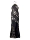 Roberto Cavalli See-through Long Dress With Animal Print In Black