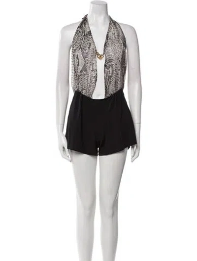 Pre-owned Roberto Cavalli Animal Print Halterneck Romper W/ Tags In Multi