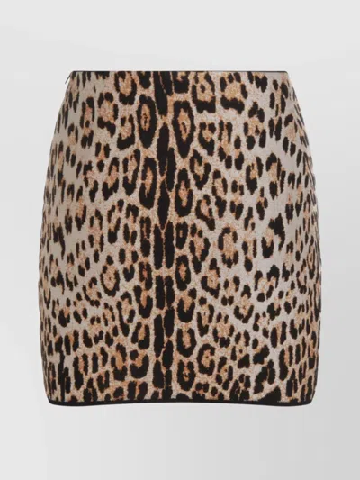 Roberto Cavalli Animal Print High Waist Fitted Skirt In Brown