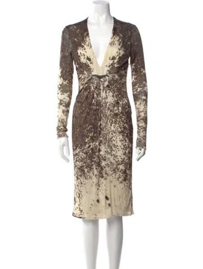 Pre-owned Roberto Cavalli Animal Print Knee-length Dress In Neutral