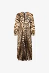 Roberto Cavalli Animal-print Knot-font Midi Dress In Light Brown