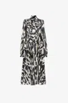 Roberto Cavalli Animal-print Linen Midi Dress In Gray