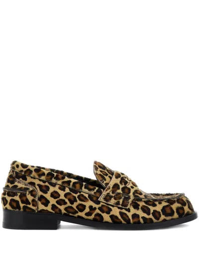 Roberto Cavalli Animal Print Loafers In Braun