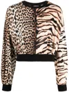 Roberto Cavalli Animal-print Long-sleeve Blouse In Neutrals