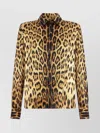 Roberto Cavalli Silk Shirt With Jaguar Skin Print In Animal Print