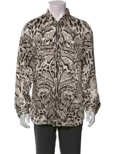 Pre-owned Roberto Cavalli Animal Print Long Sleeve Shirt In Neutral