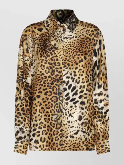 Roberto Cavalli Animal Print Long Sleeves Top