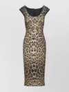 Roberto Cavalli Animal Print Midi Dress With Cap Sleeves In Animal Print