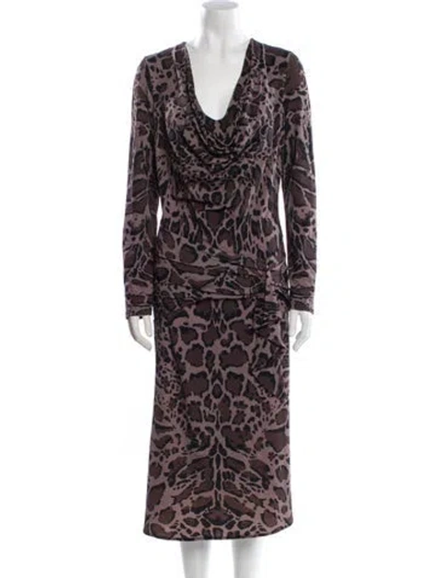 Pre-owned Roberto Cavalli Animal Print Midi Length Dress In Multi