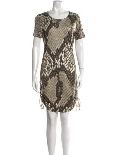 Pre-owned Roberto Cavalli Animal Print Mini Dress In Neutral