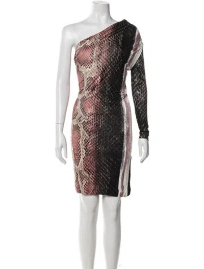 Pre-owned Roberto Cavalli Animal Print Mini Dress In Pink
