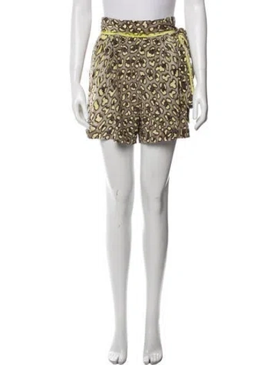 Pre-owned Roberto Cavalli Animal Print Mini Shorts W/ Tags In Brown